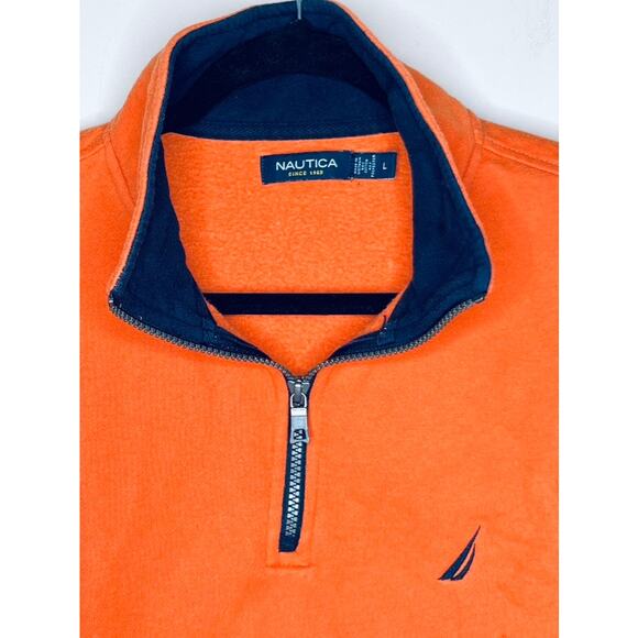 NAUTICA Quarter Zip Pullover in Orange and Navy MENS SIZE LARGE - Picture 5 of 7
